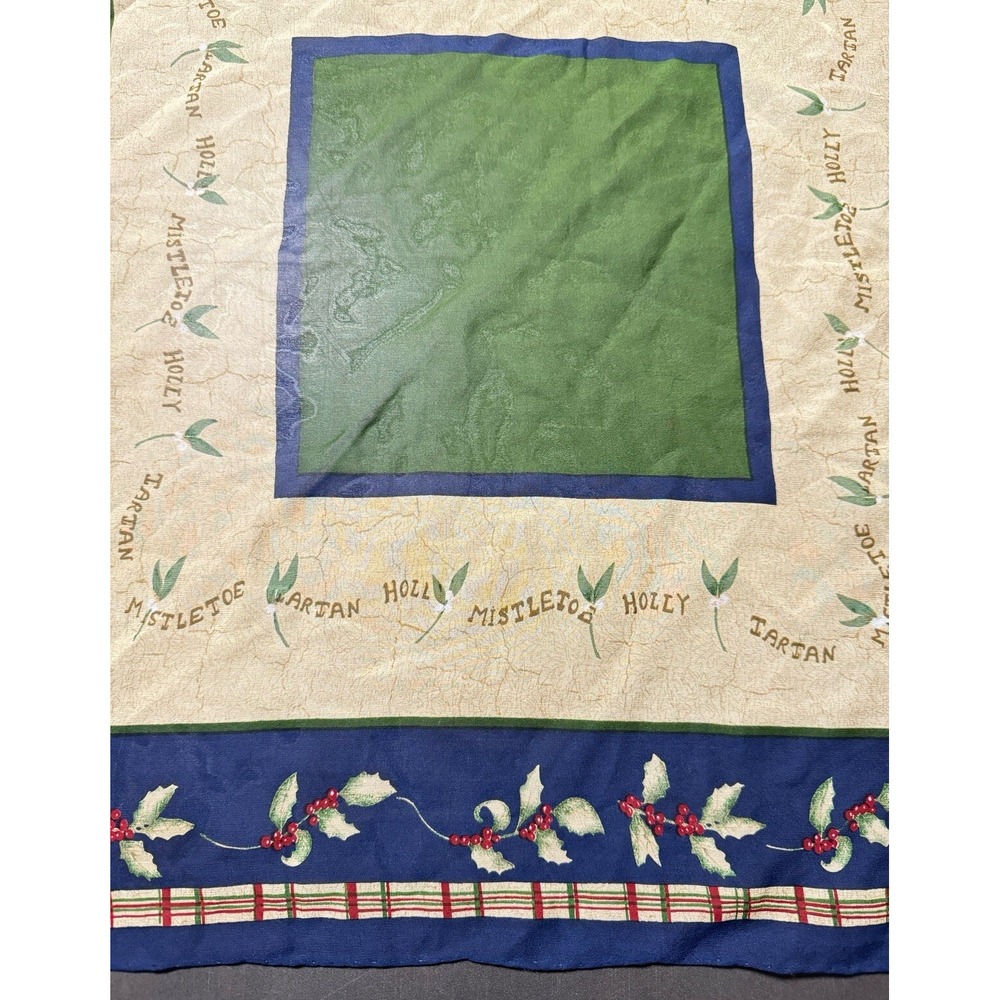 Vintage Liz Claiborne Square Silk Scarf Winter Holiday Holly Mistletoe Christmas - Picture 5 of 5